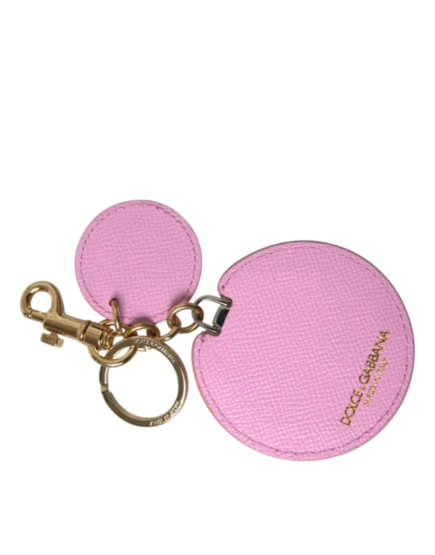 Elegant Pink Gold Leather Keychain sold by Louxly