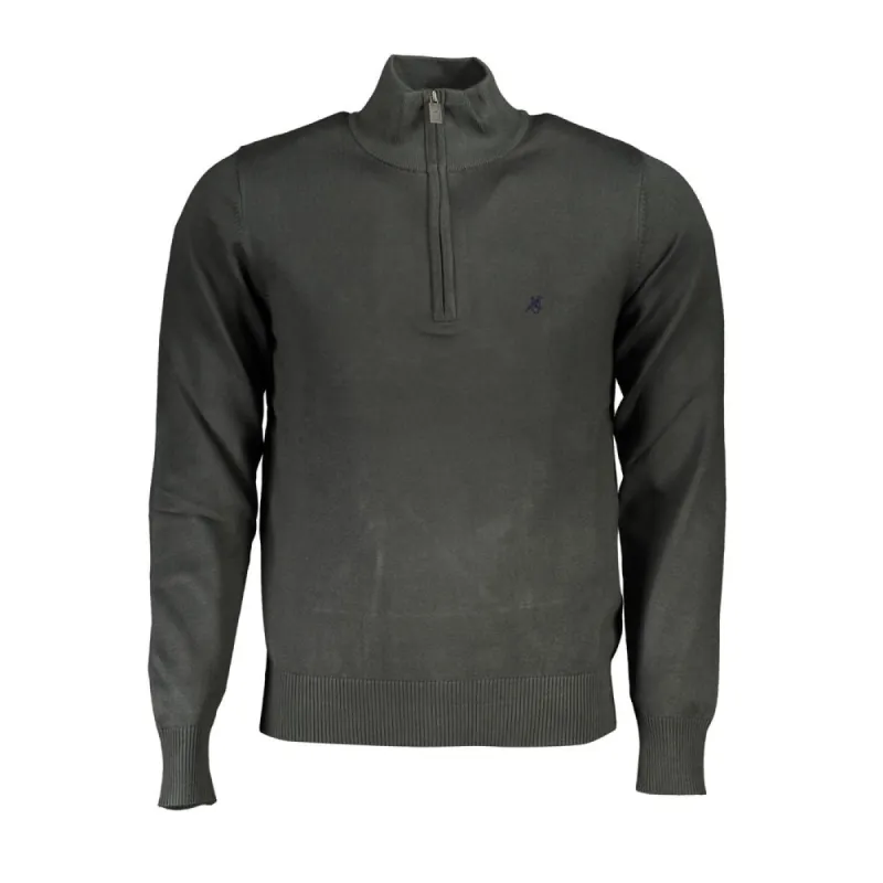 Chic Half-Zip Embroidered Green Sweater sold by Louxly