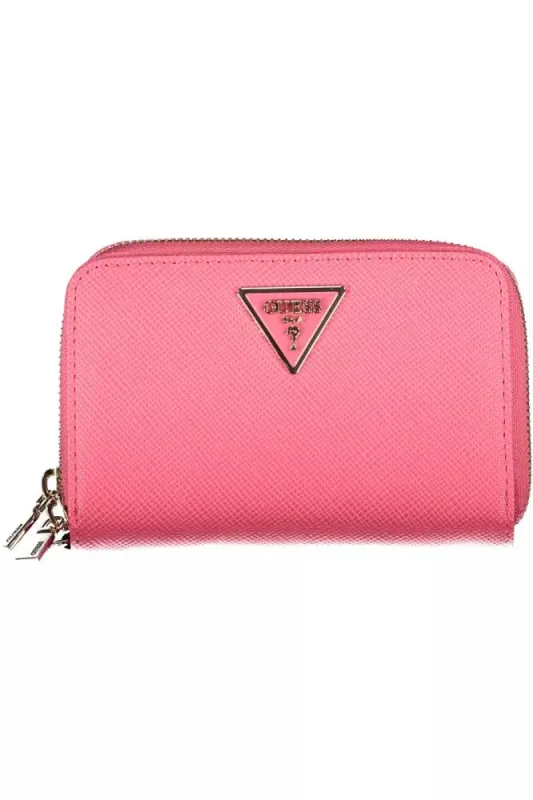 Chic Pink Double Wallet with Contrasting Details sold by Louxly