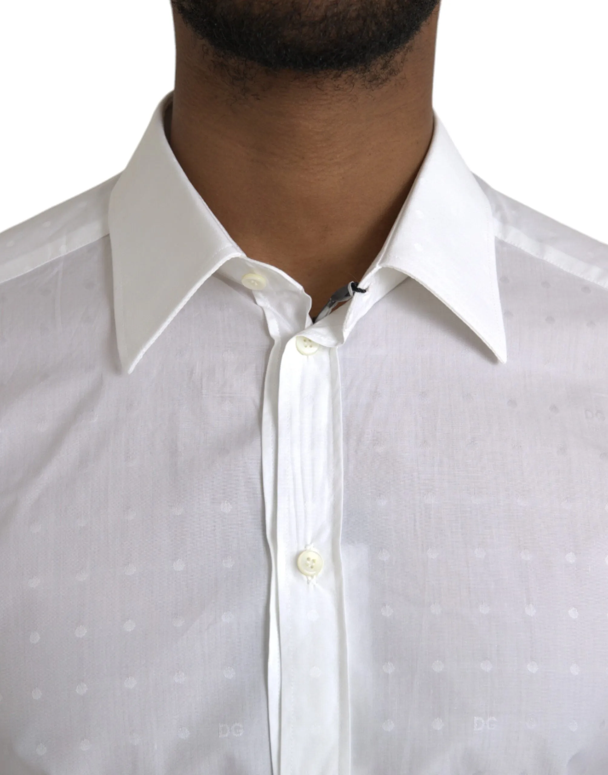 White Logo Cotton Men Dress GOLD Shirt sold by Louxly product image thumbnail 4