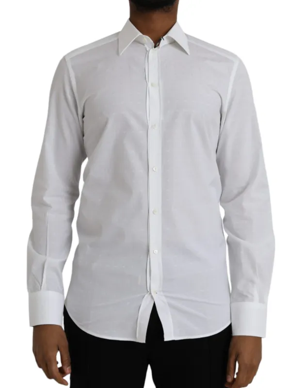White Logo Cotton Men Dress GOLD Shirt sold by Louxly