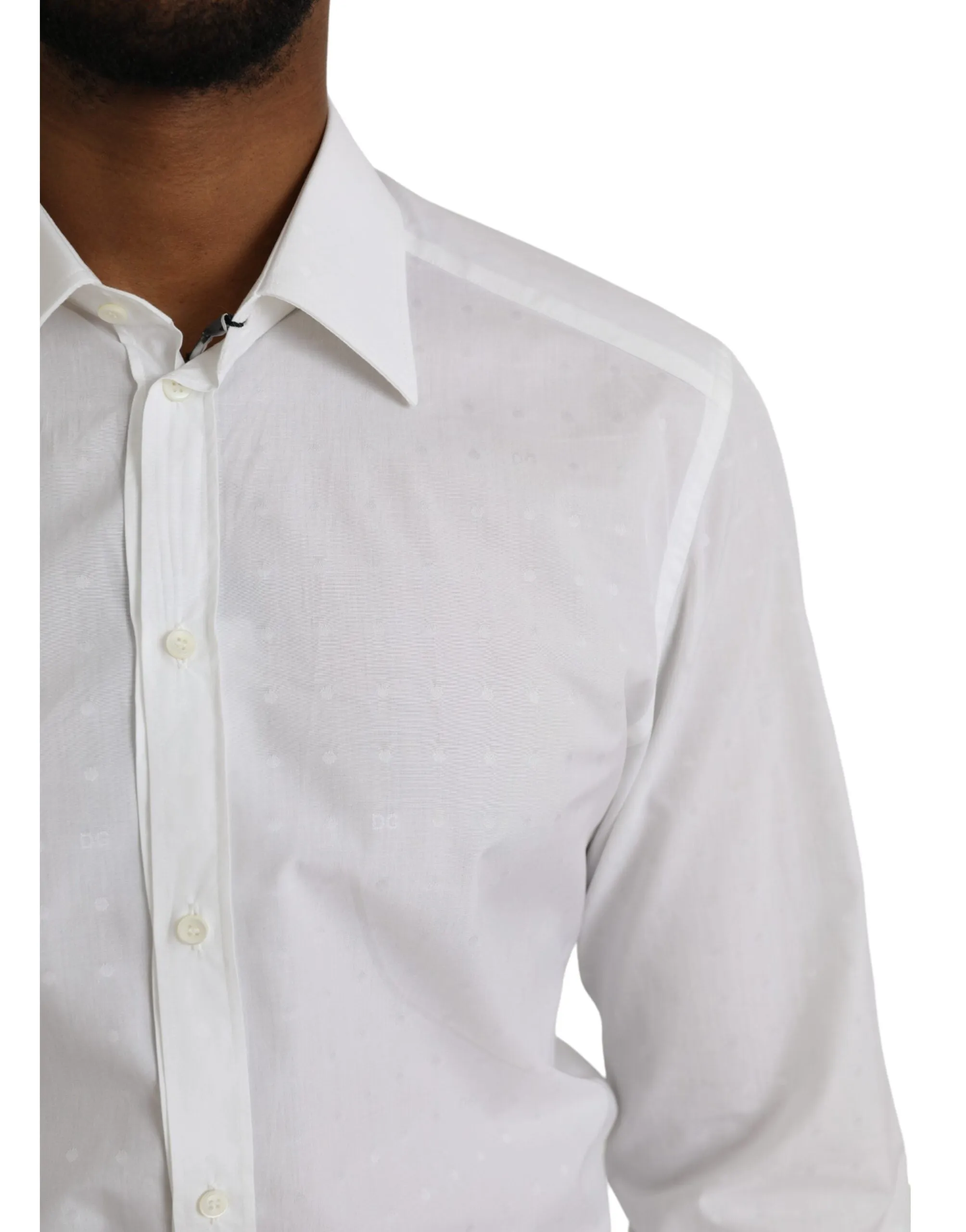 White Logo Cotton Men Dress GOLD Shirt sold by Louxly product image thumbnail 5