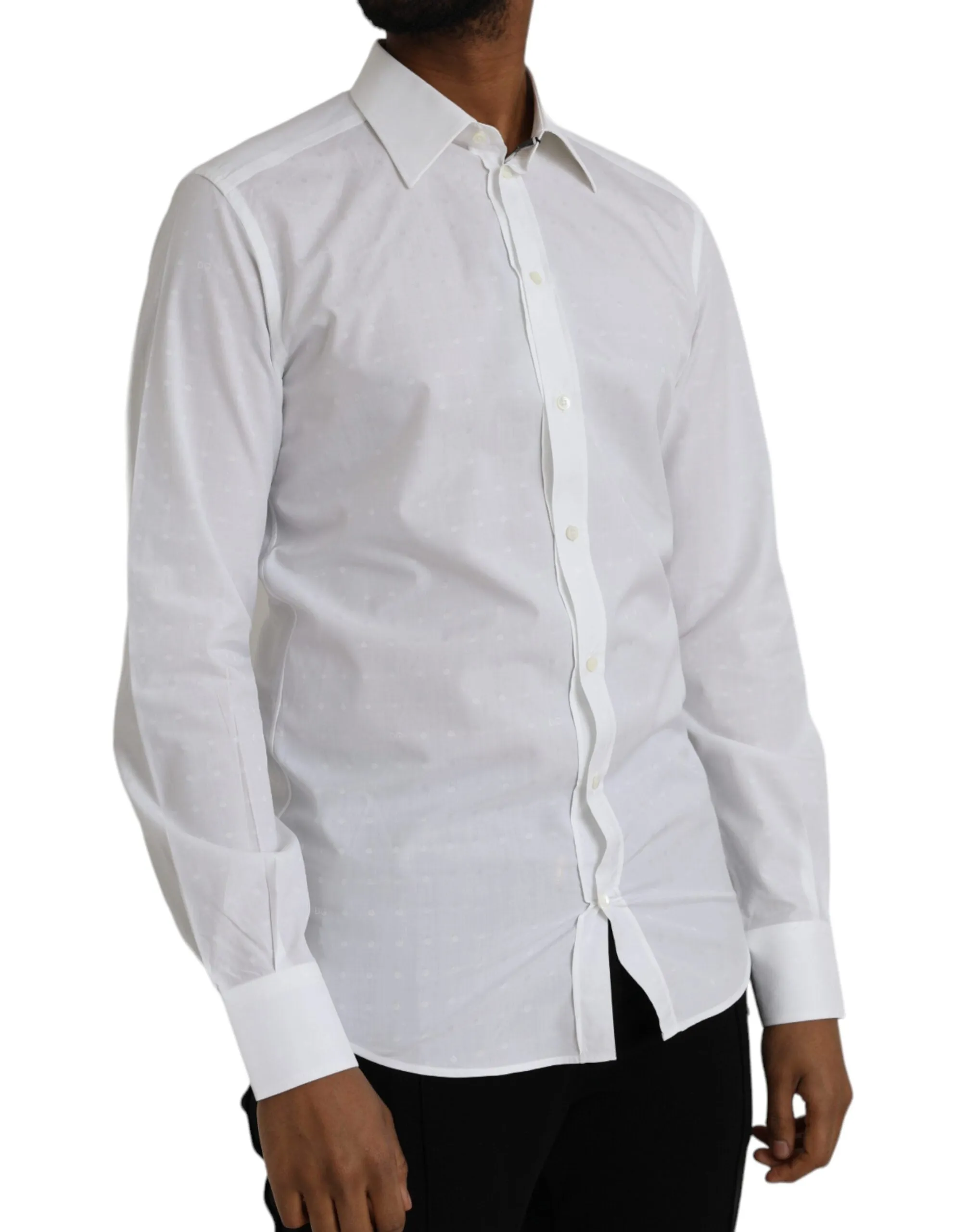 White Logo Cotton Men Dress GOLD Shirt sold by Louxly product image thumbnail 2