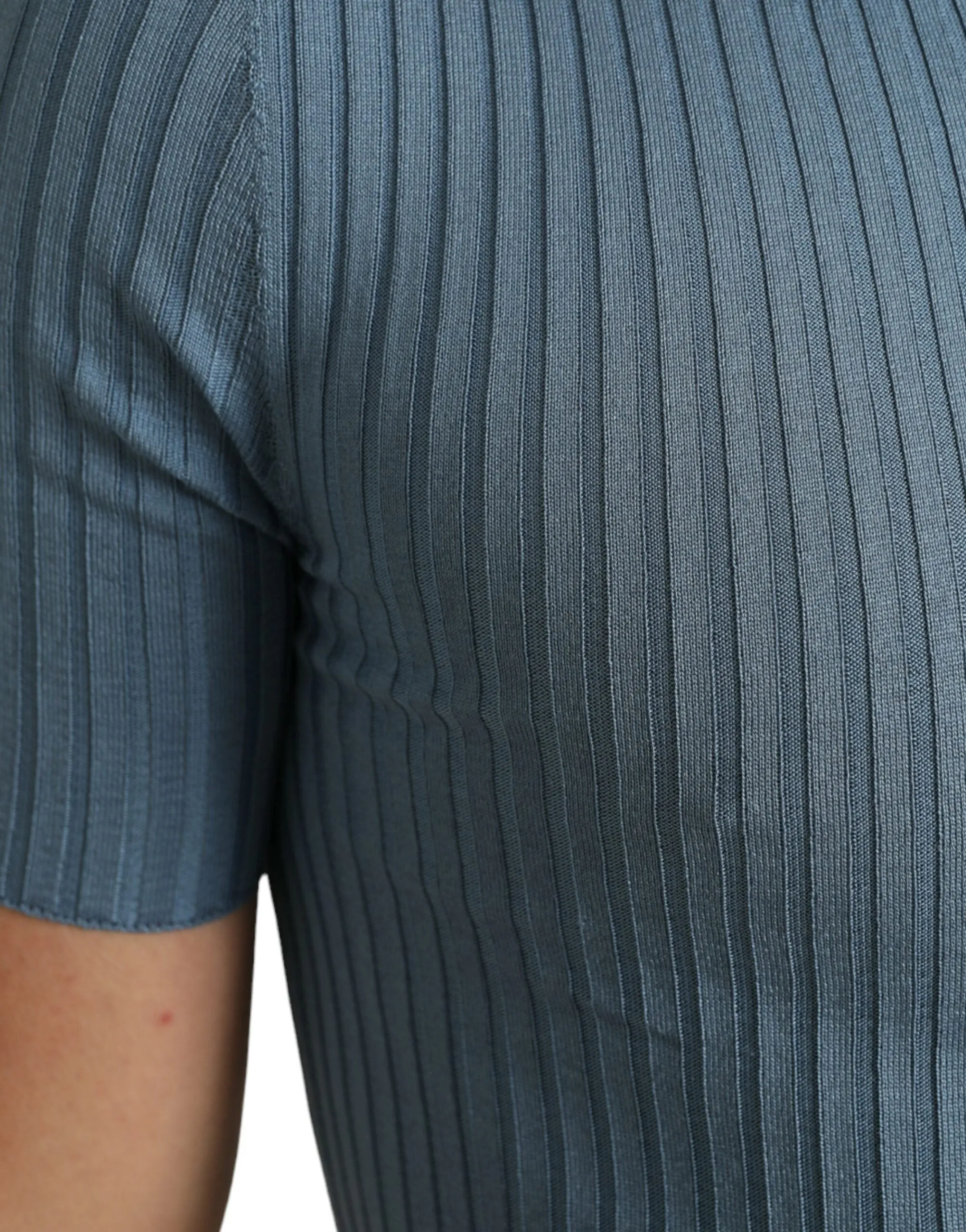 Silk Henley Polo Tee in Sky Blue sold by Louxly product image thumbnail 5