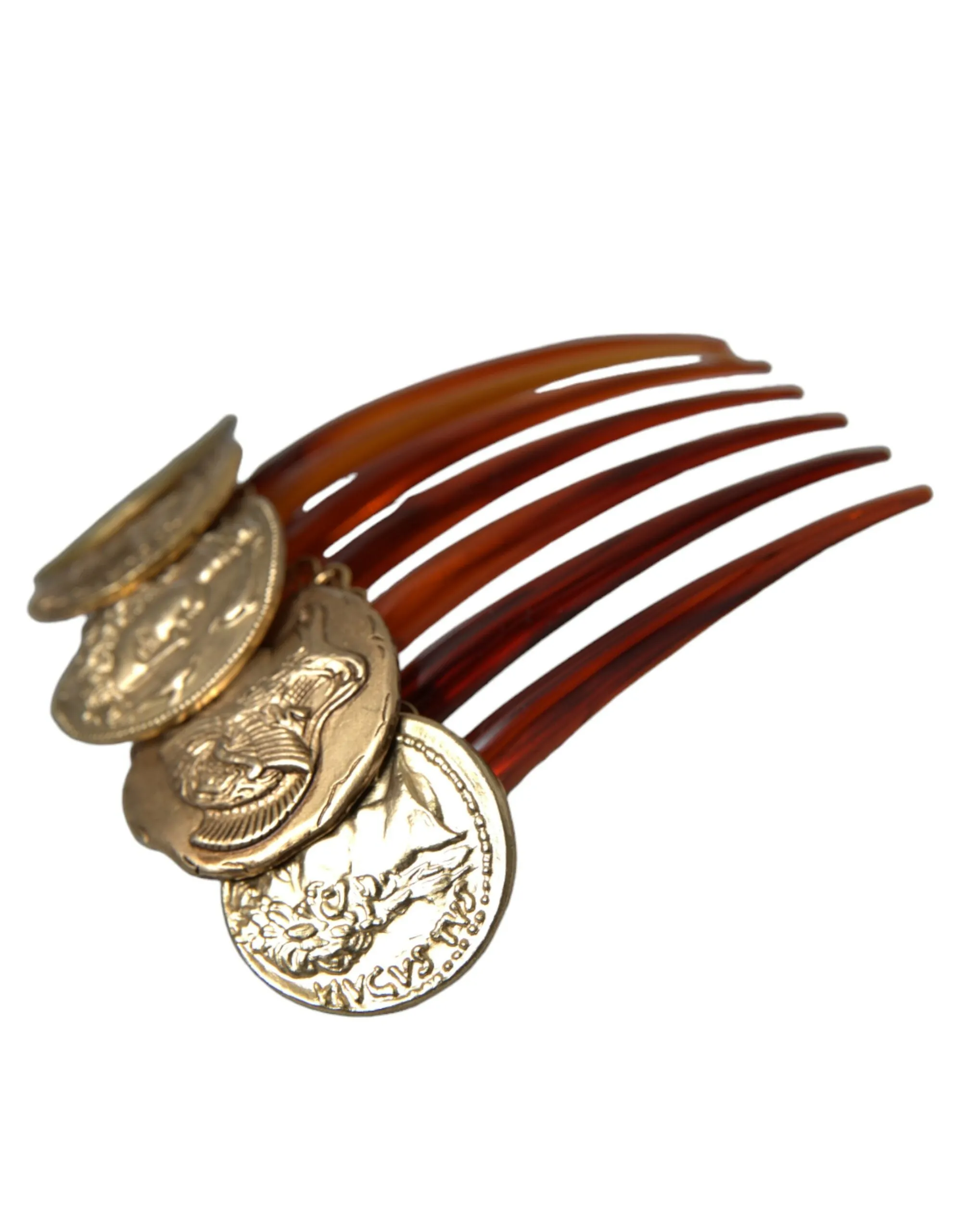 Gold Tone Brass Coins Plastic Women Hair Comb sold by Louxly product image thumbnail 4
