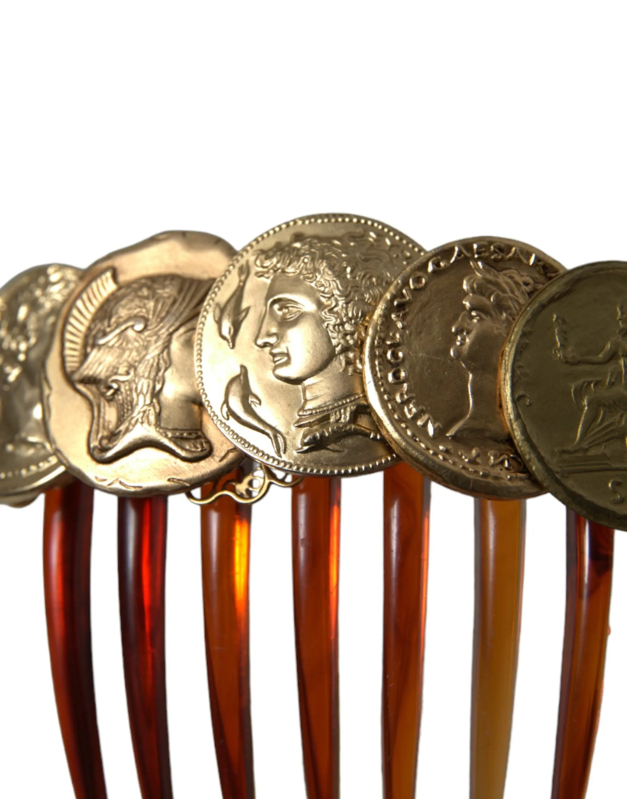 Gold Tone Brass Coins Plastic Women Hair Comb sold by Louxly product image thumbnail 5