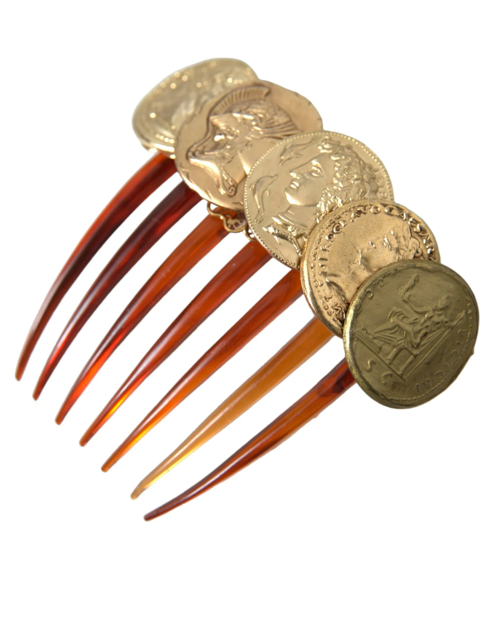 Gold Tone Brass Coins Plastic Women Hair Comb sold by Louxly product image thumbnail 2