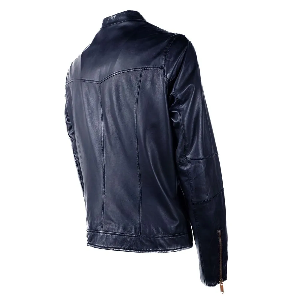 Blue Leather Jacket sold by Louxly product image thumbnail 2