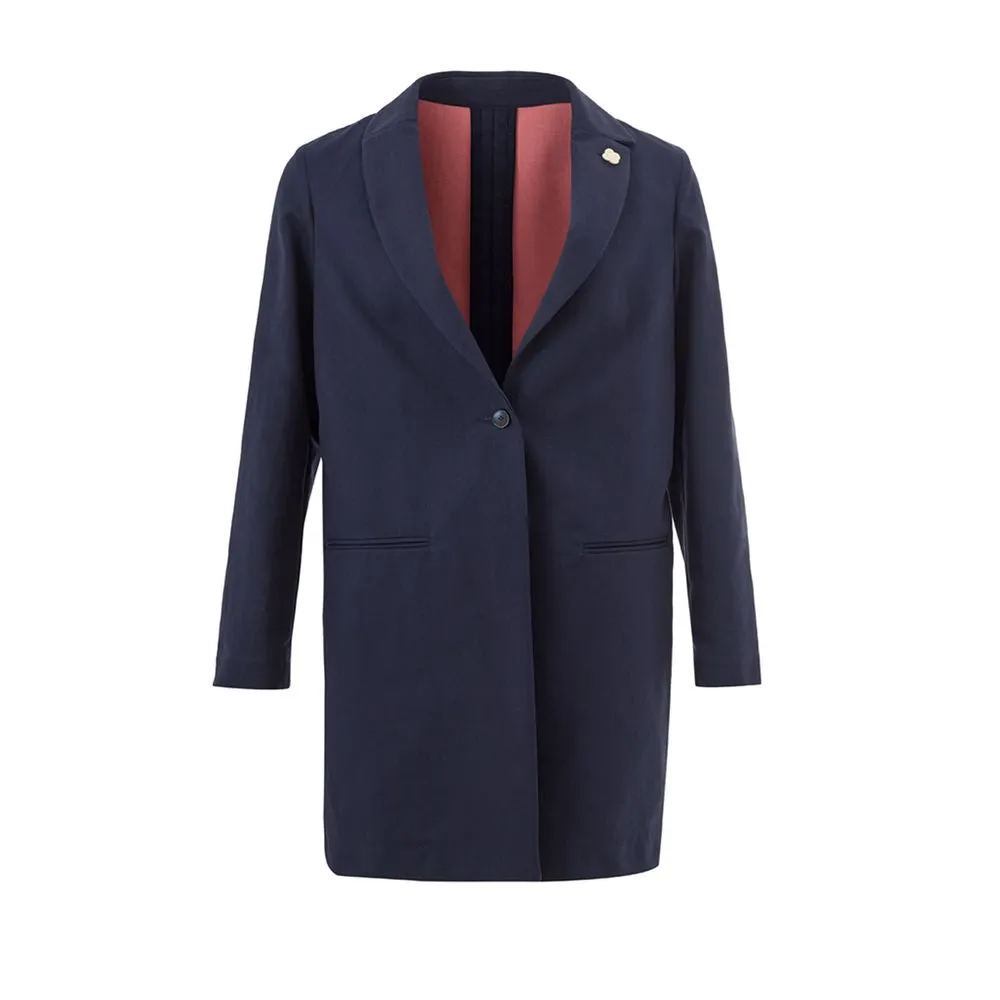 Lardini Cotton Elegance: Chic Blue Jacket sold by Louxly