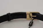 White Black Patchwork Gold Metal Buckle Belt sold by Louxly