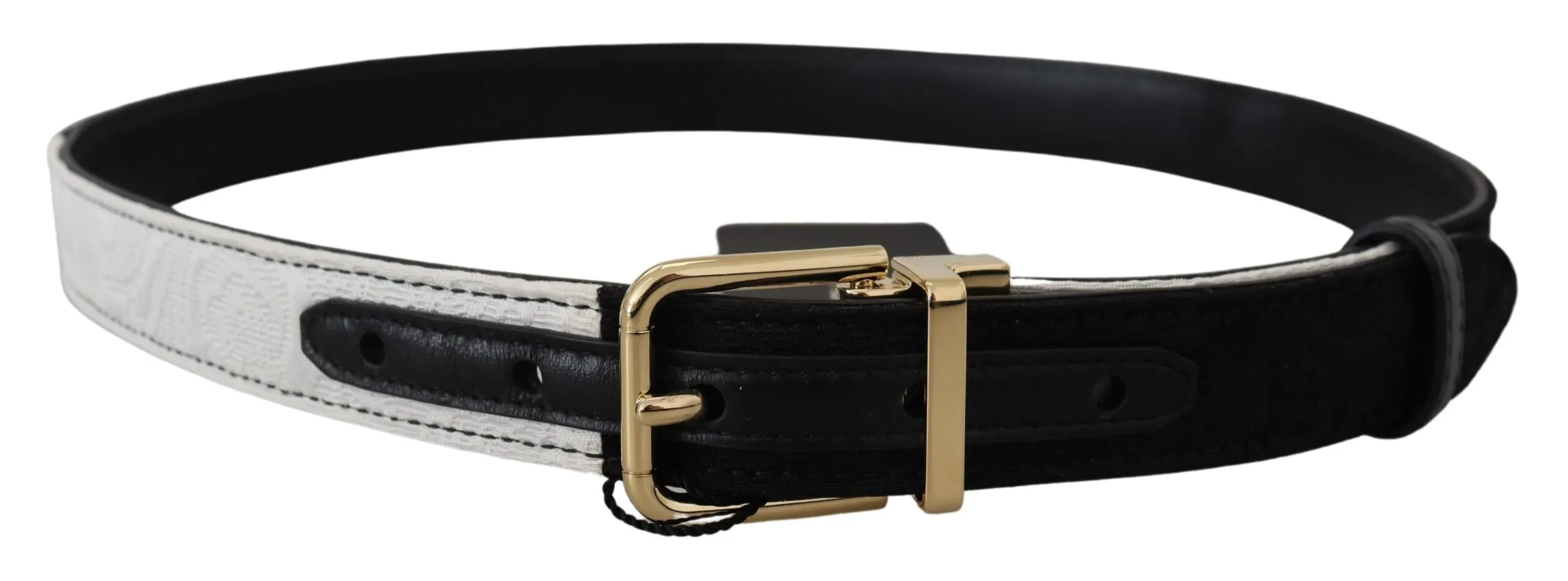 White Black Patchwork Gold Metal Buckle Belt sold by Louxly product image thumbnail 3