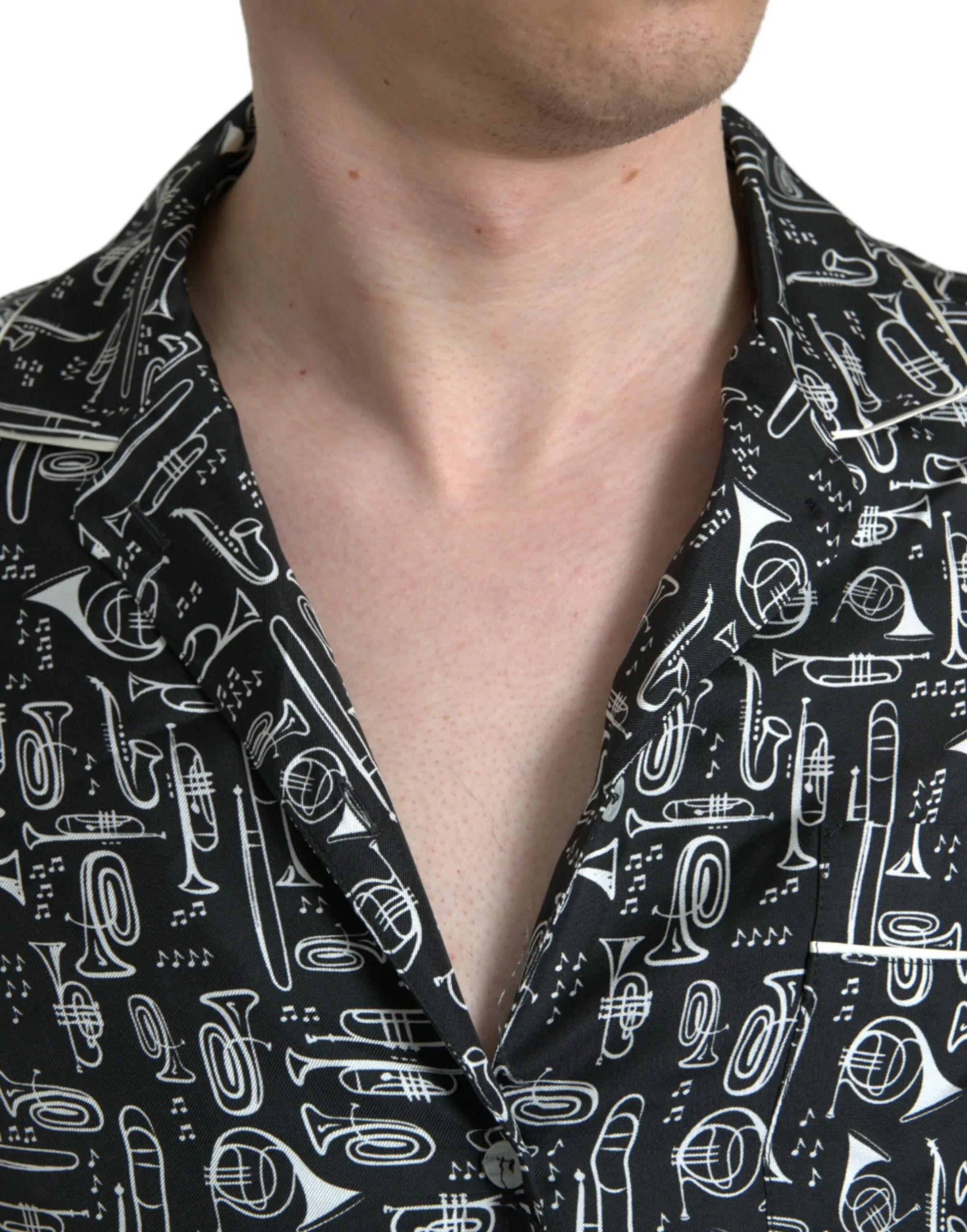 Elegant Silk Polo T-Shirt with Trumpet Print sold by Louxly product image thumbnail 4