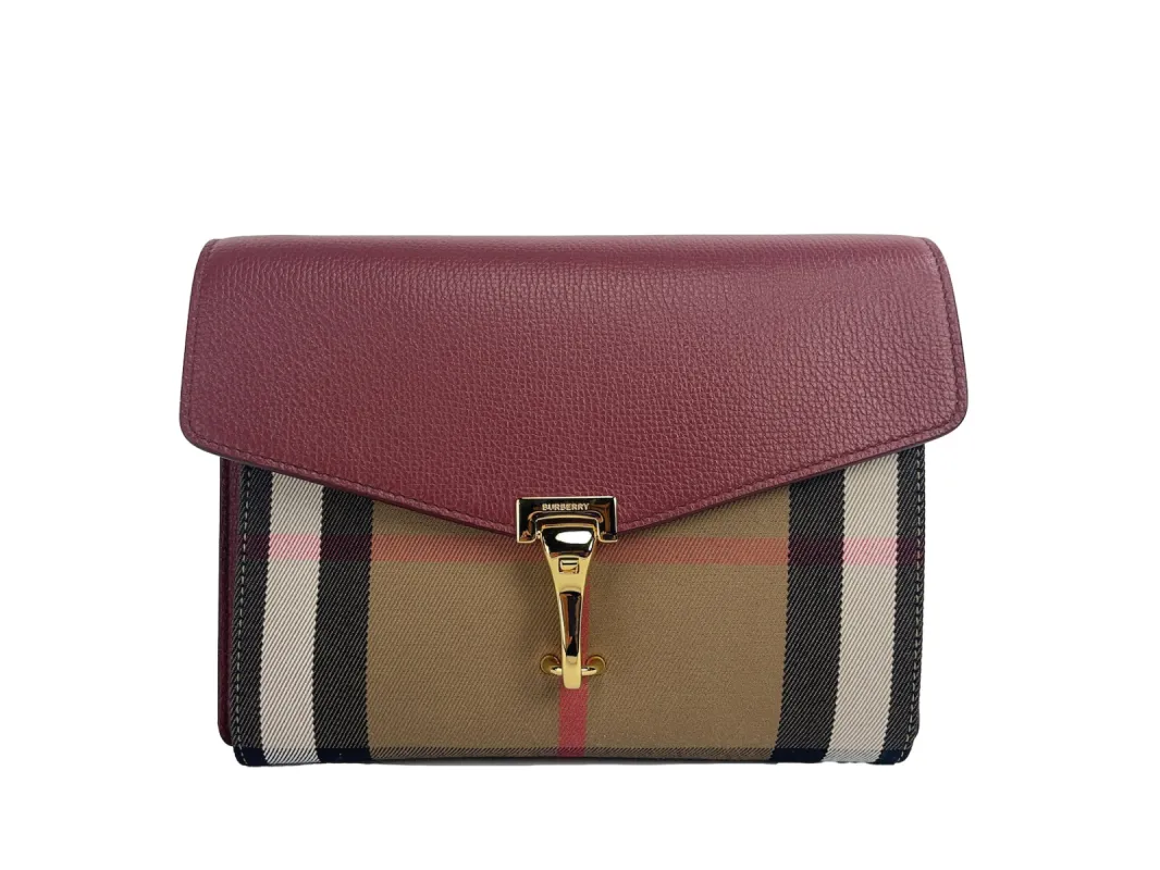 Macken Small Crimson House Check Leather Crossbody Bag sold by Louxly