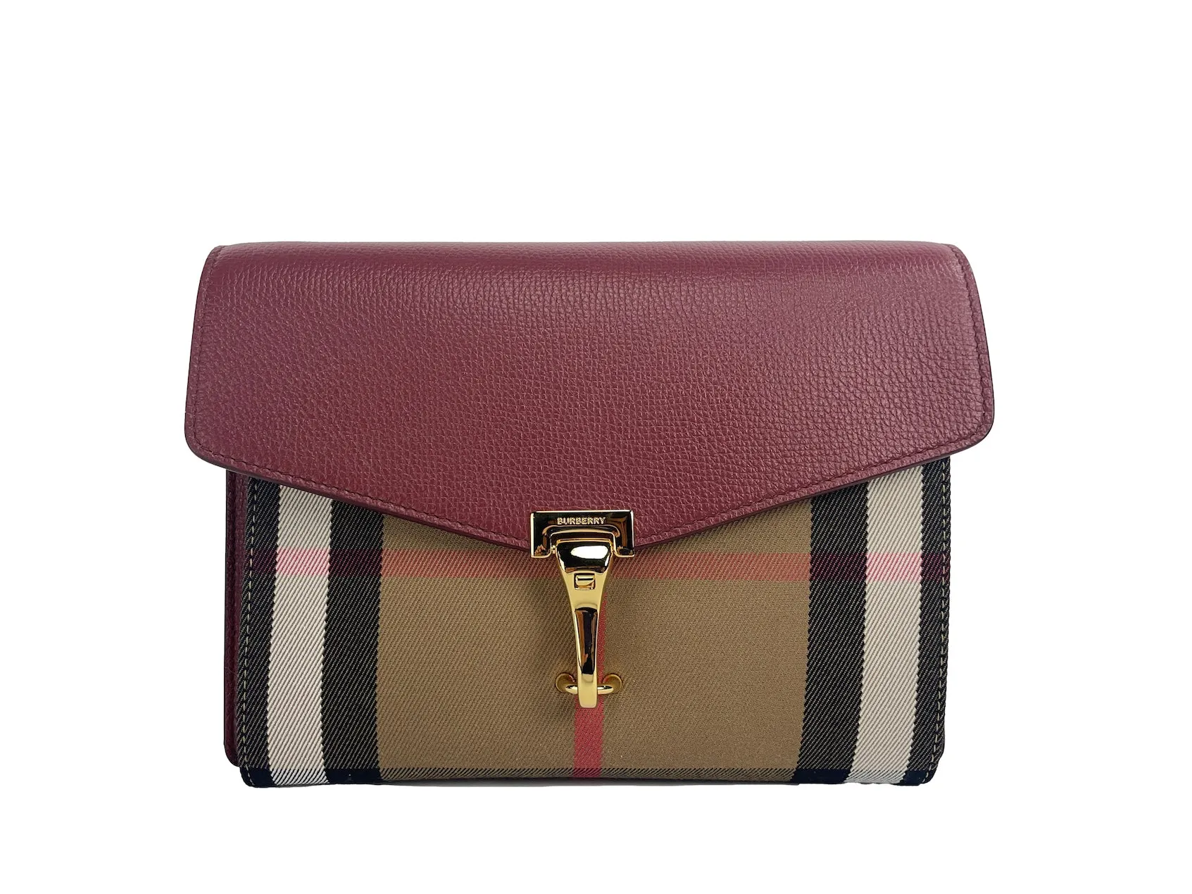Macken Small Crimson House Check Leather Crossbody Bag sold by Louxly