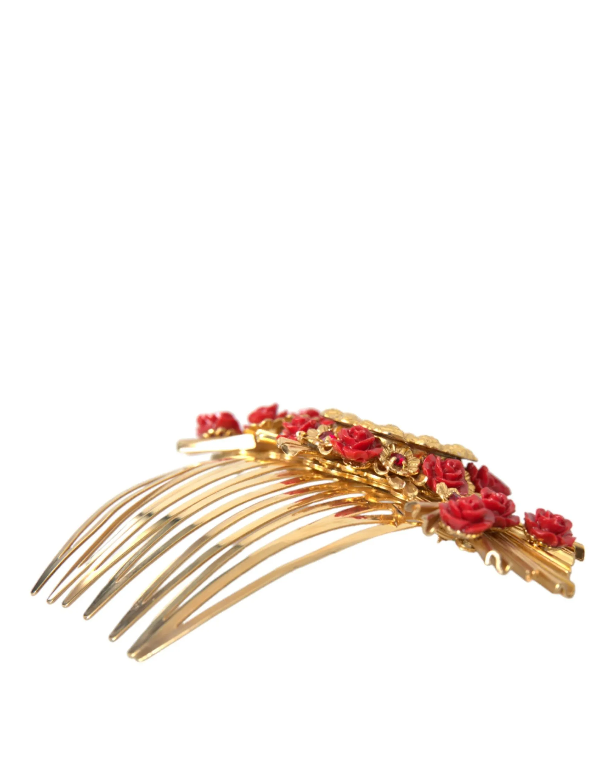 Gold Brass Crystal Heart Floral Hair Comb sold by Louxly product image thumbnail 3