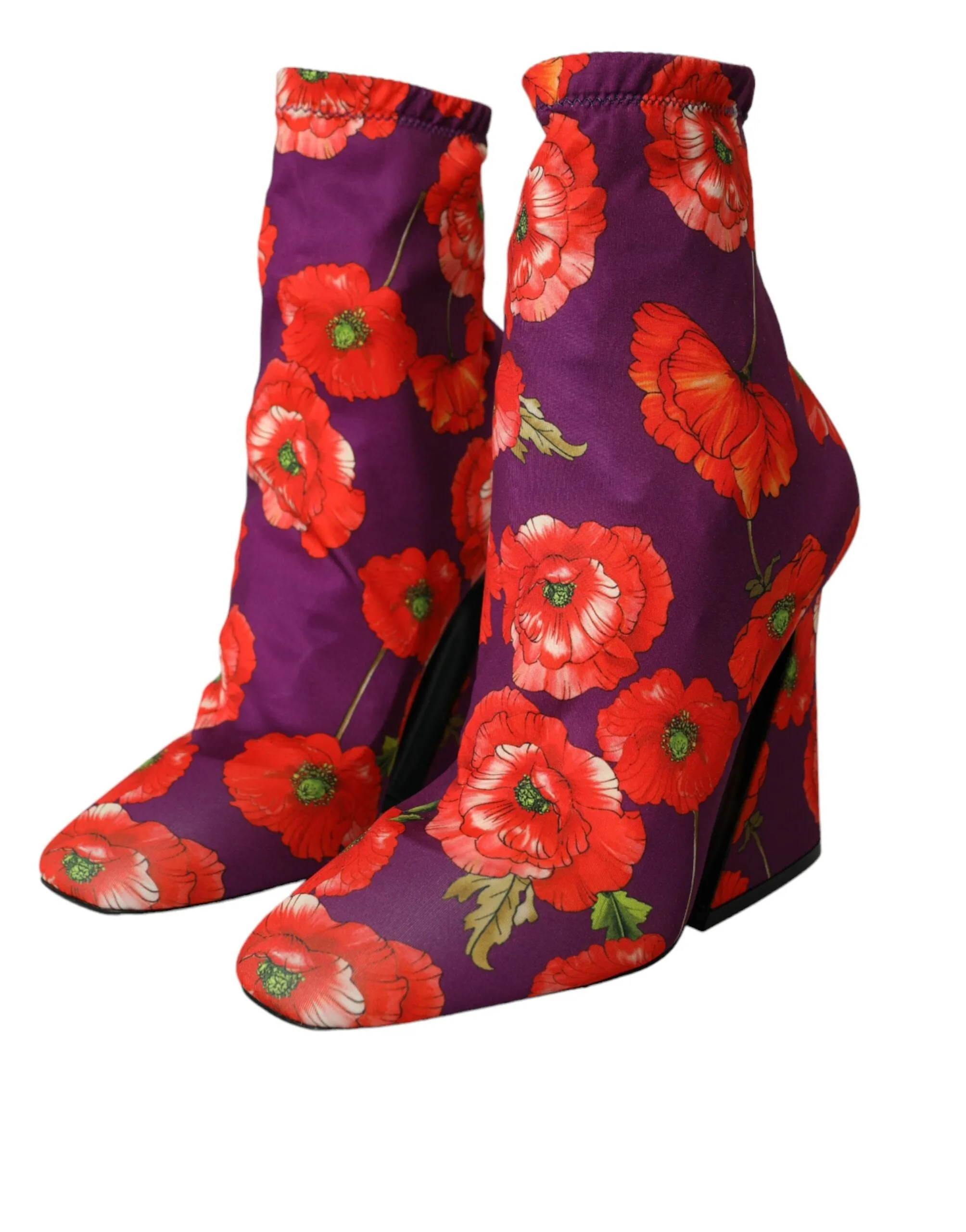 Purple Floral Jersey Stretch Boots Shoes sold by Louxly product image thumbnail 3