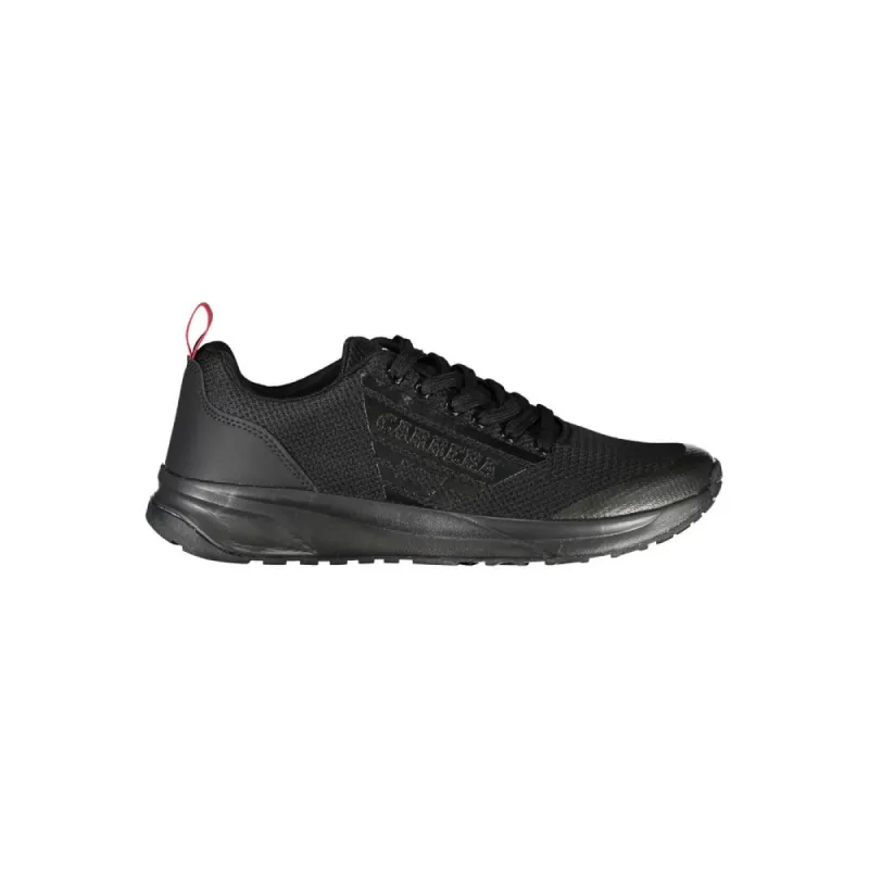 Dynamic Black Sneakers with Eco-Leather Detailing sold by Louxly