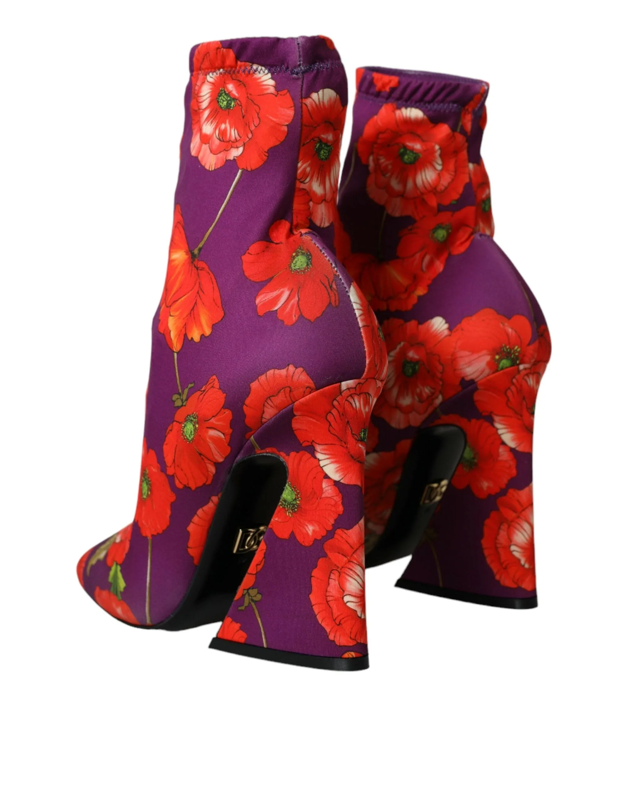Purple Floral Jersey Stretch Boots Shoes sold by Louxly product image thumbnail 4