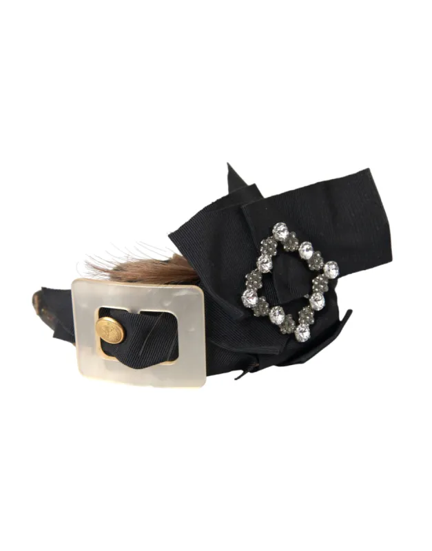 Black Crystal Button Brown Hair Women Headband Diadem sold by Louxly