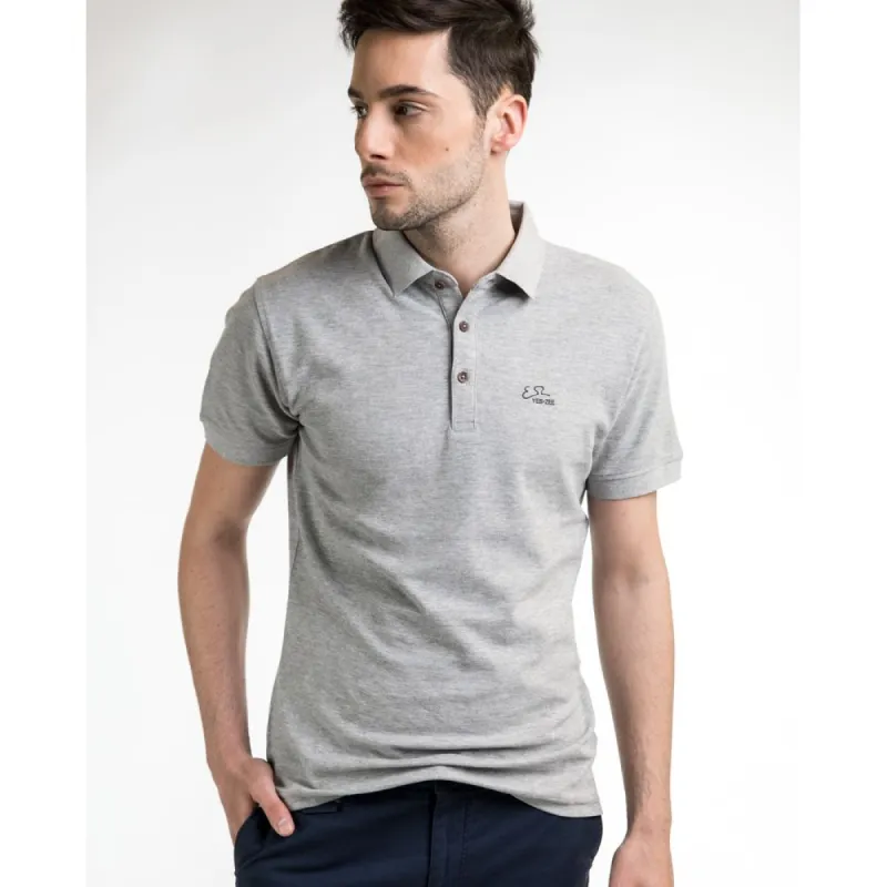 Sophisticated Gray Cotton Polo for Men sold by Louxly