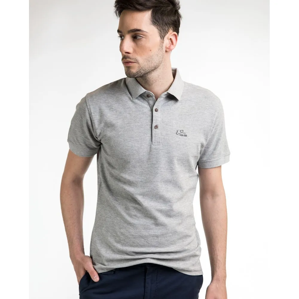 Sophisticated Gray Cotton Polo for Men sold by Louxly