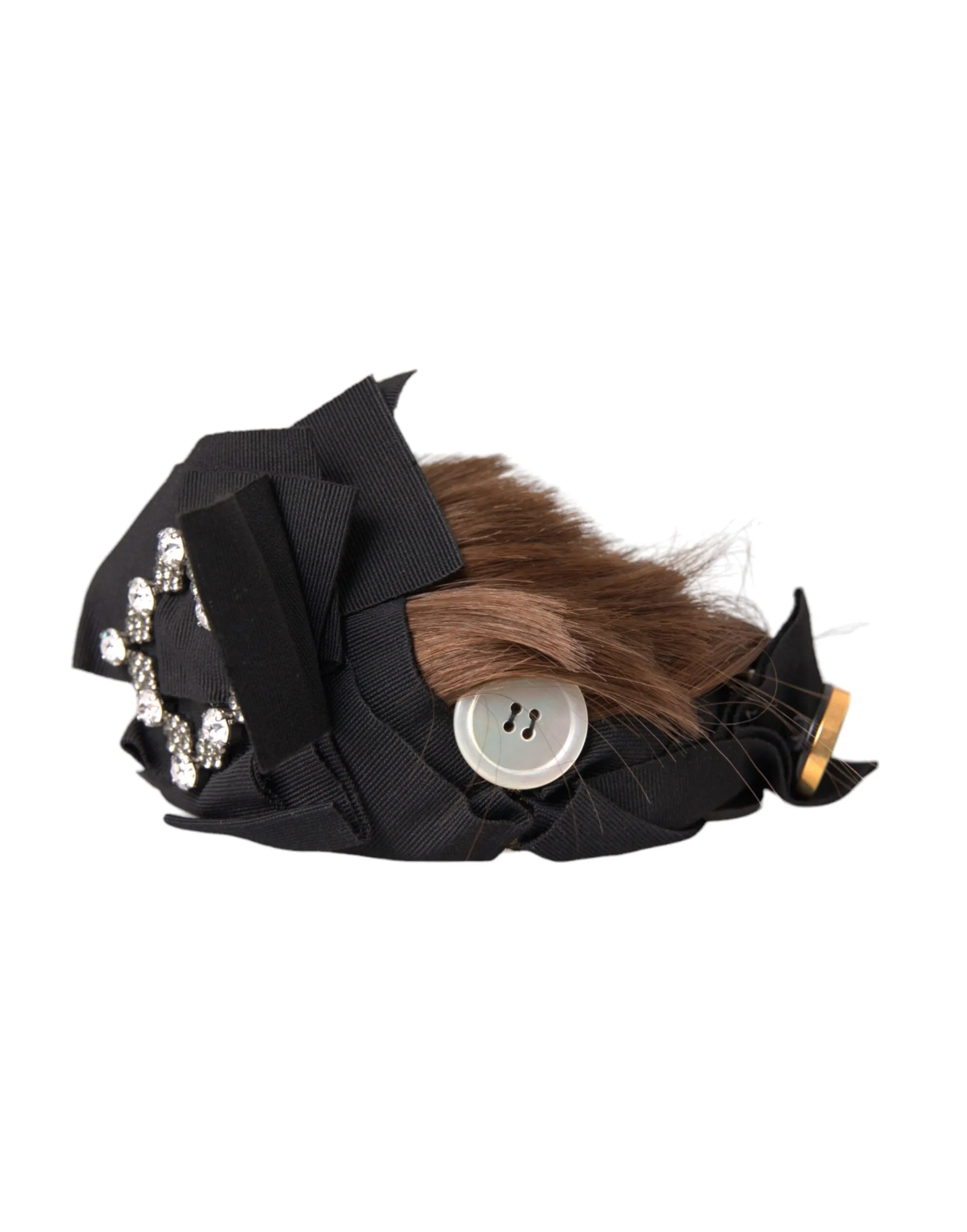 Black Crystal Button Brown Hair Women Headband Diadem sold by Louxly product image thumbnail 2