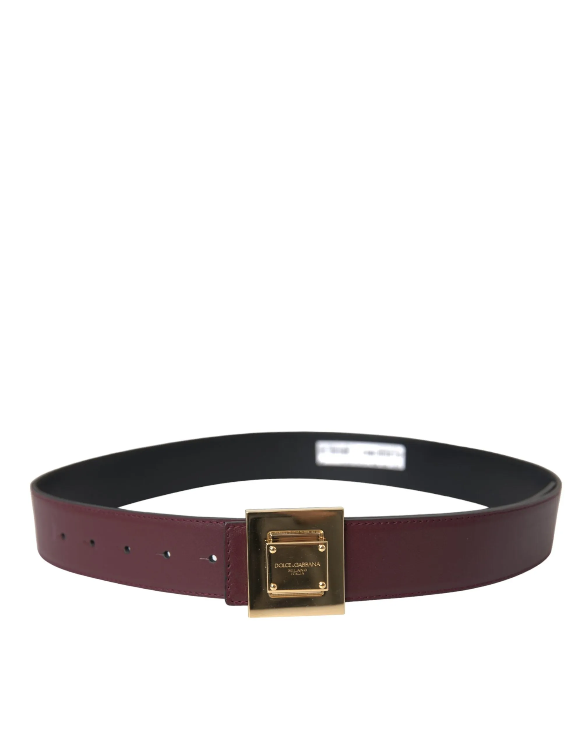 Burgundy Leather Square Metal Buckle Belt sold by Louxly product image thumbnail 3