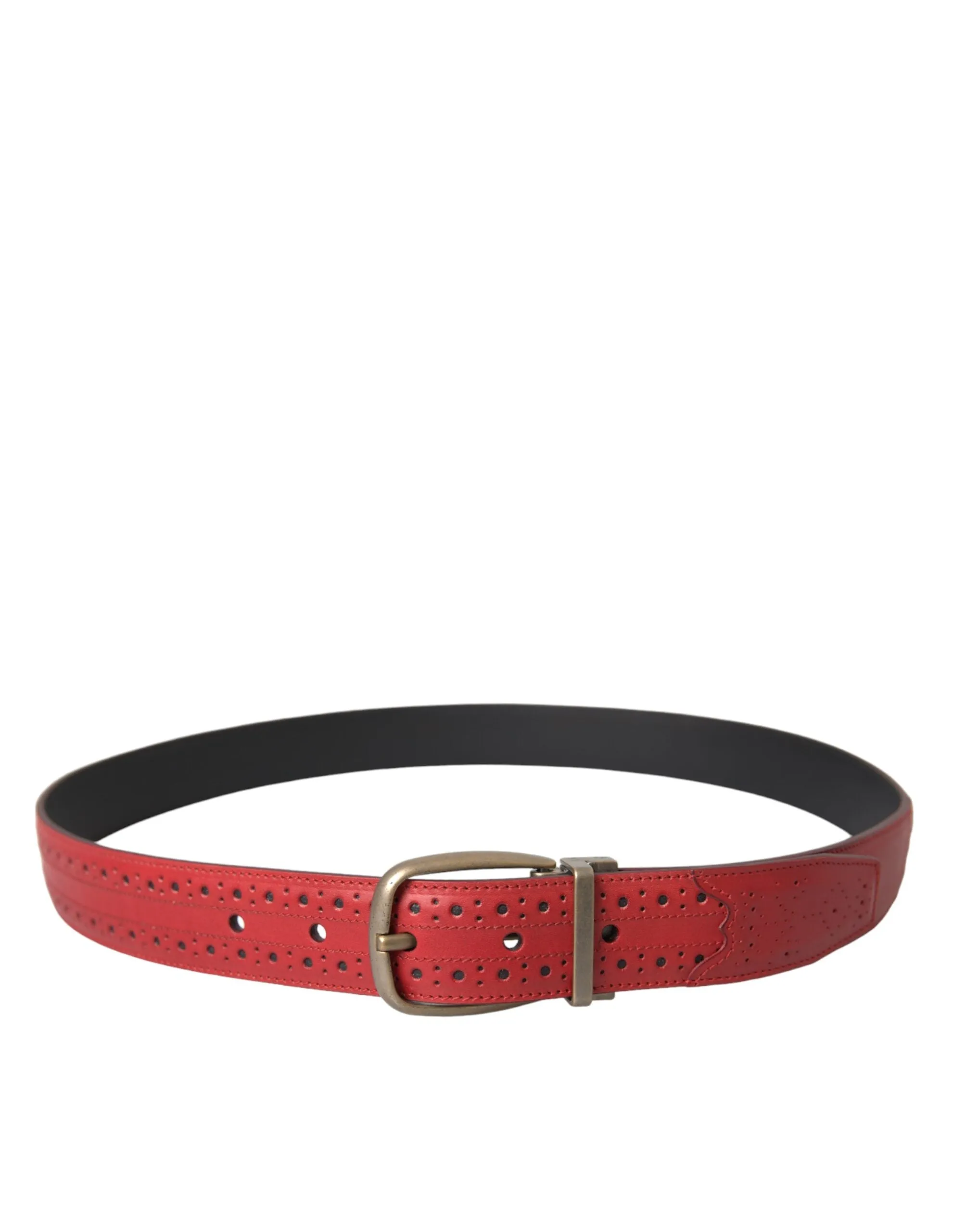 Red Perforated Leather Metal Buckle Belt Men sold by Louxly product image thumbnail 3