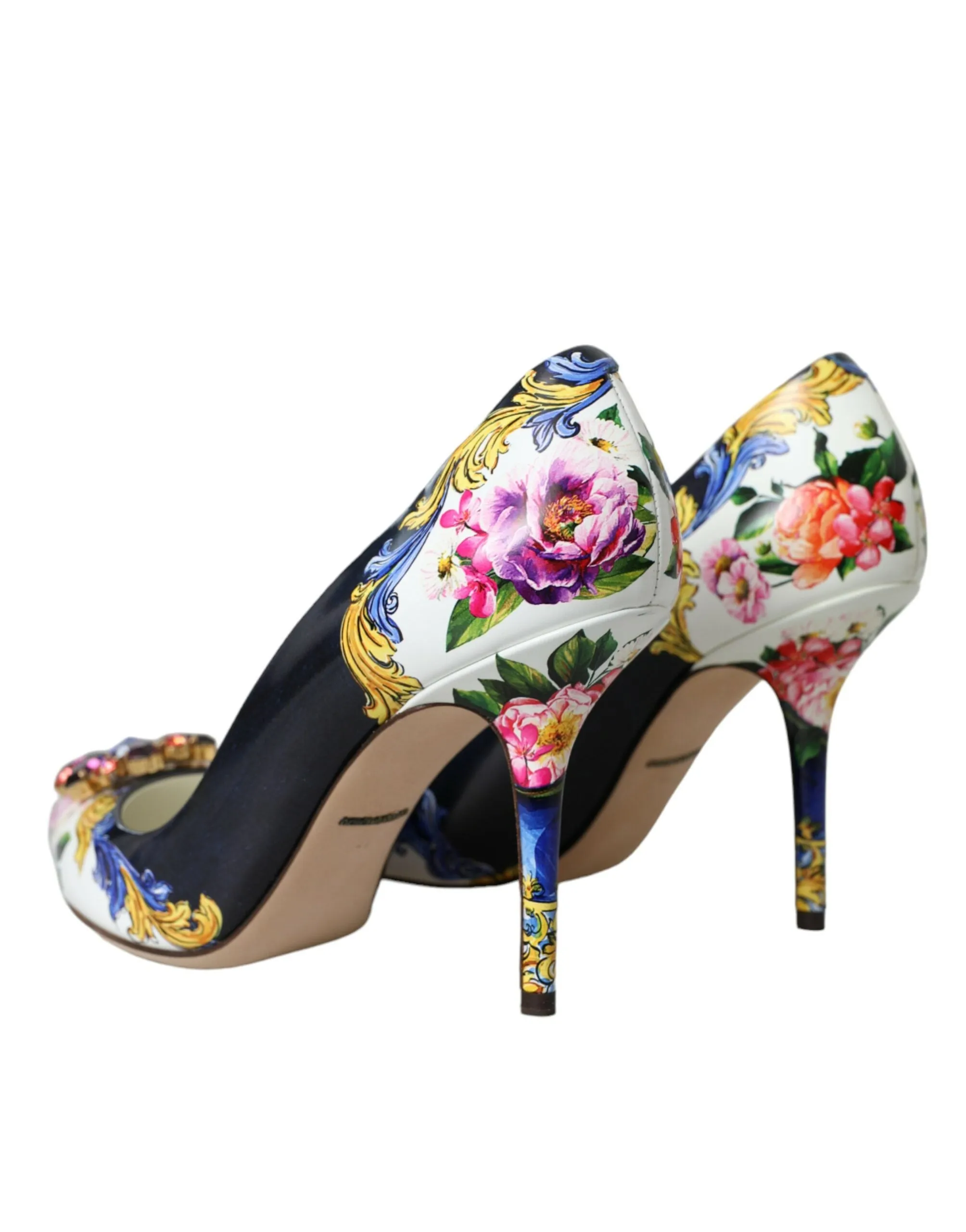 Multicolor Floral Leather Crystal Heels Pumps Shoes sold by Louxly product image thumbnail 4