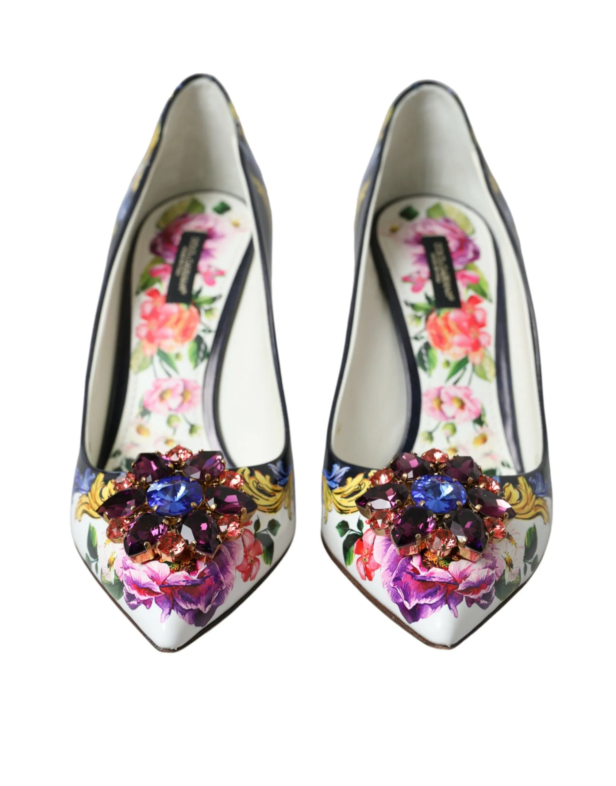Multicolor Floral Leather Crystal Heels Pumps Shoes sold by Louxly product image thumbnail 2