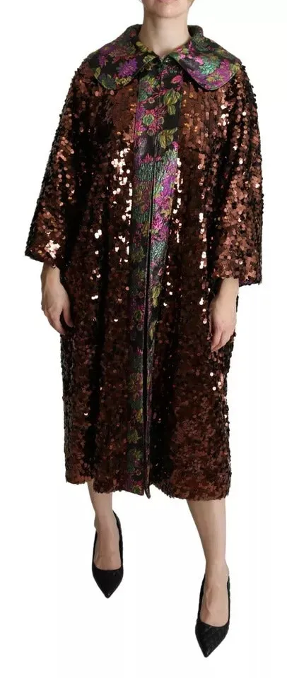 Multicolor Sequined Long Coat Jaquard Jacket sold by Louxly
