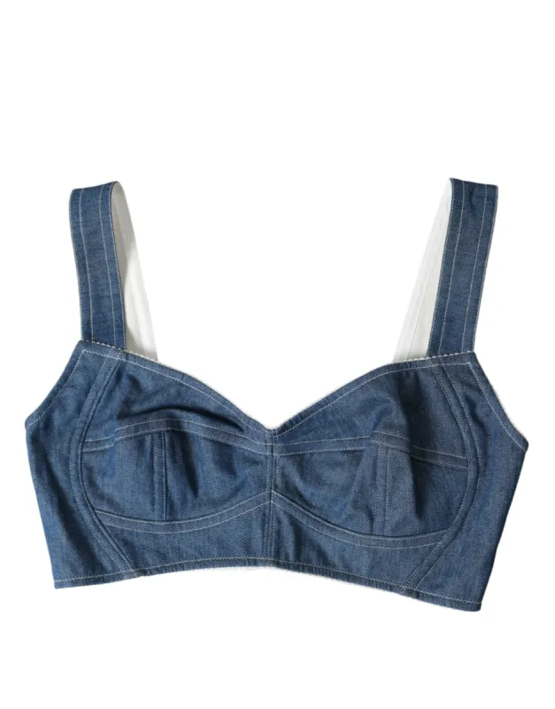 Elegant Blue Bustier Crop Top sold by Louxly