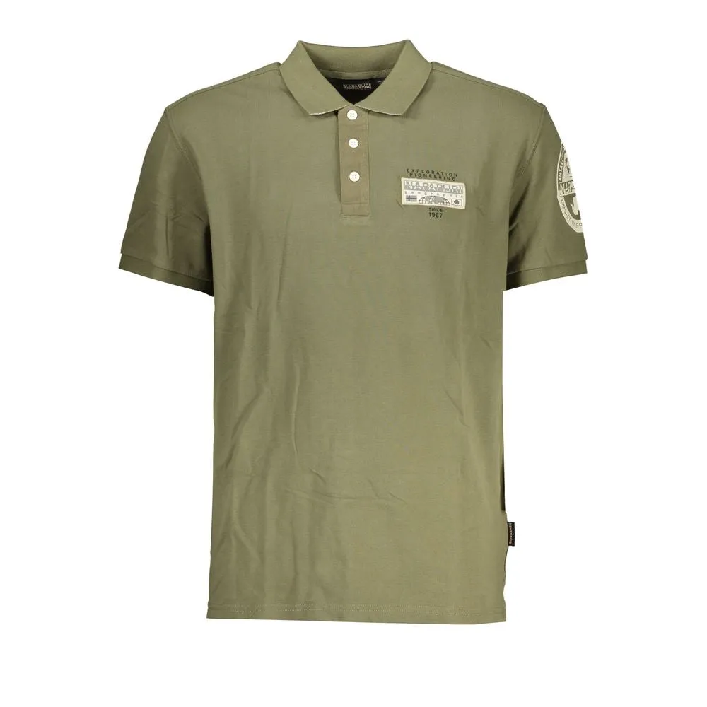 Elegant Green Cotton Polo with Contrast Details sold by Louxly
