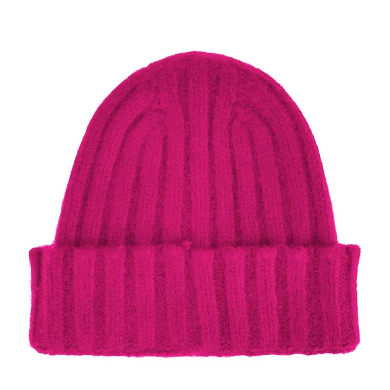 Fuchsia Ribbed Cashmere Beanie sold by Louxly