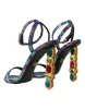 Multicolor Jacquard Crystals Sandals Shoes sold by Louxly