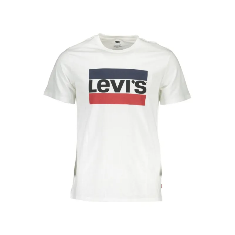 Crisp White Crew Neck Cotton Tee with Logo Print sold by Louxly