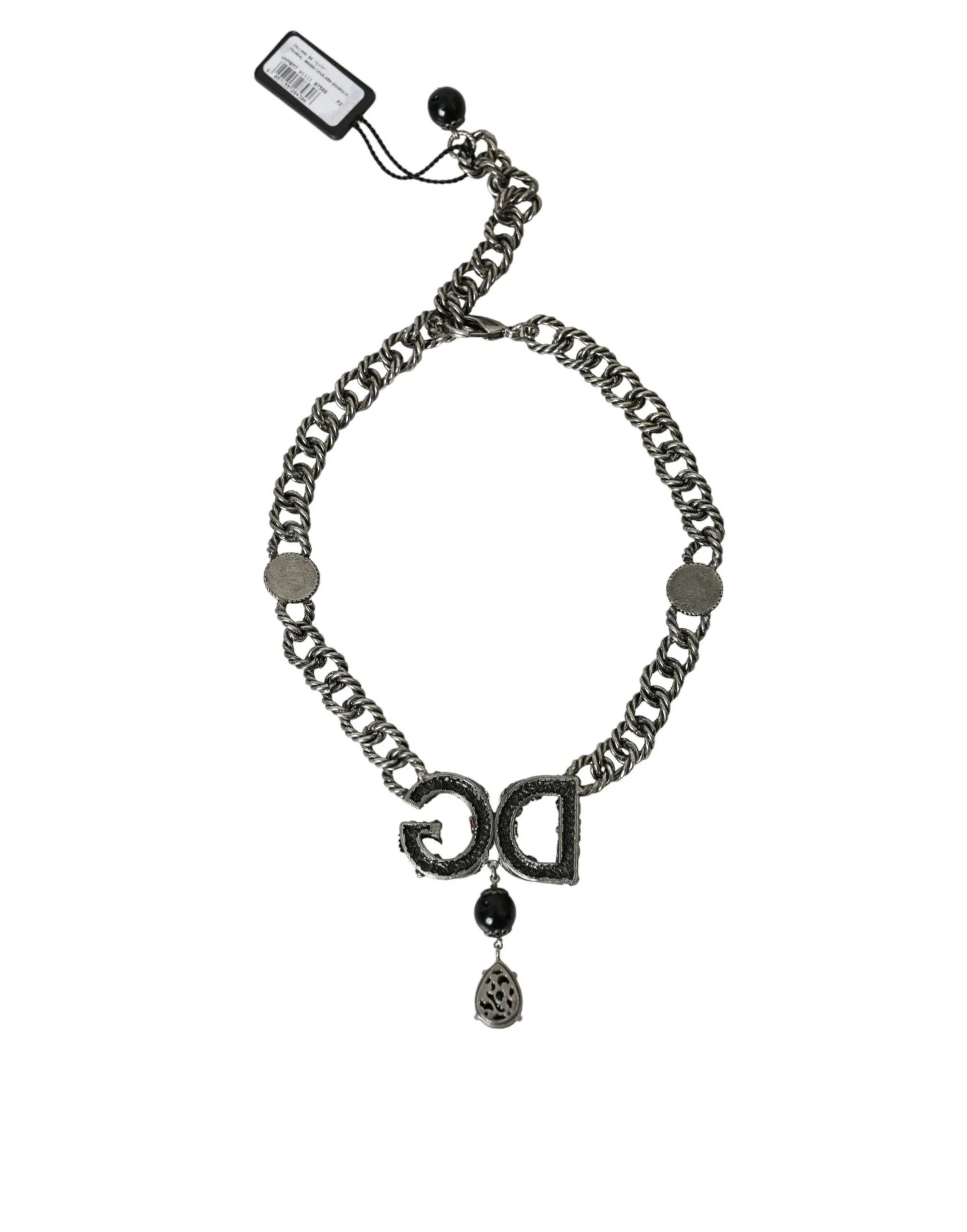 Silver Tone Brass DG CITY Embellished Jewelry Necklace sold by Louxly product image thumbnail 3