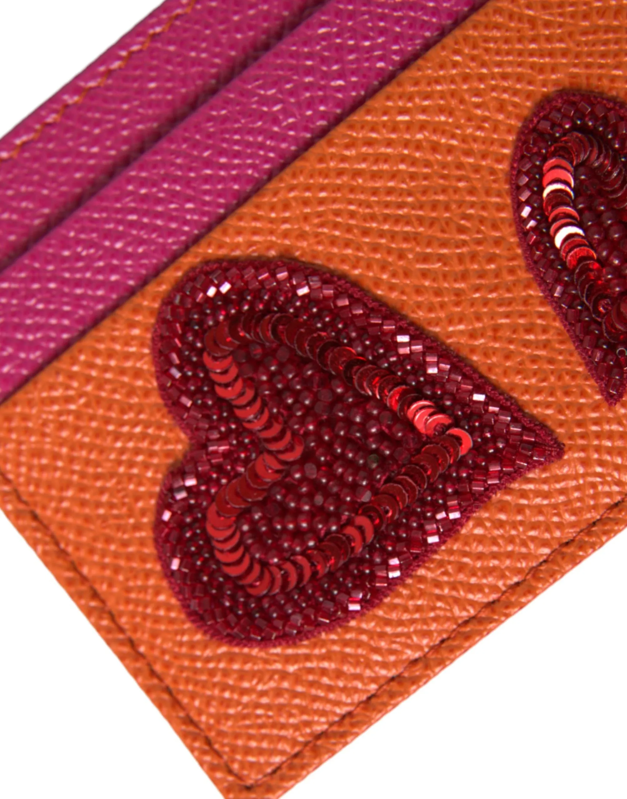 Pink Orange Heart Sequin Leather Logo Card Holder Wallet sold by Louxly product image thumbnail 4
