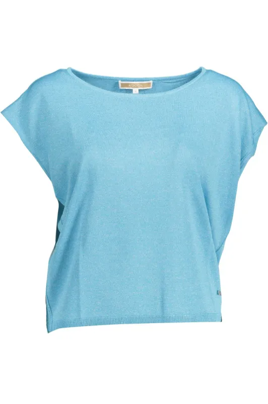 Light Blue Viscose Women Top made by Louxly