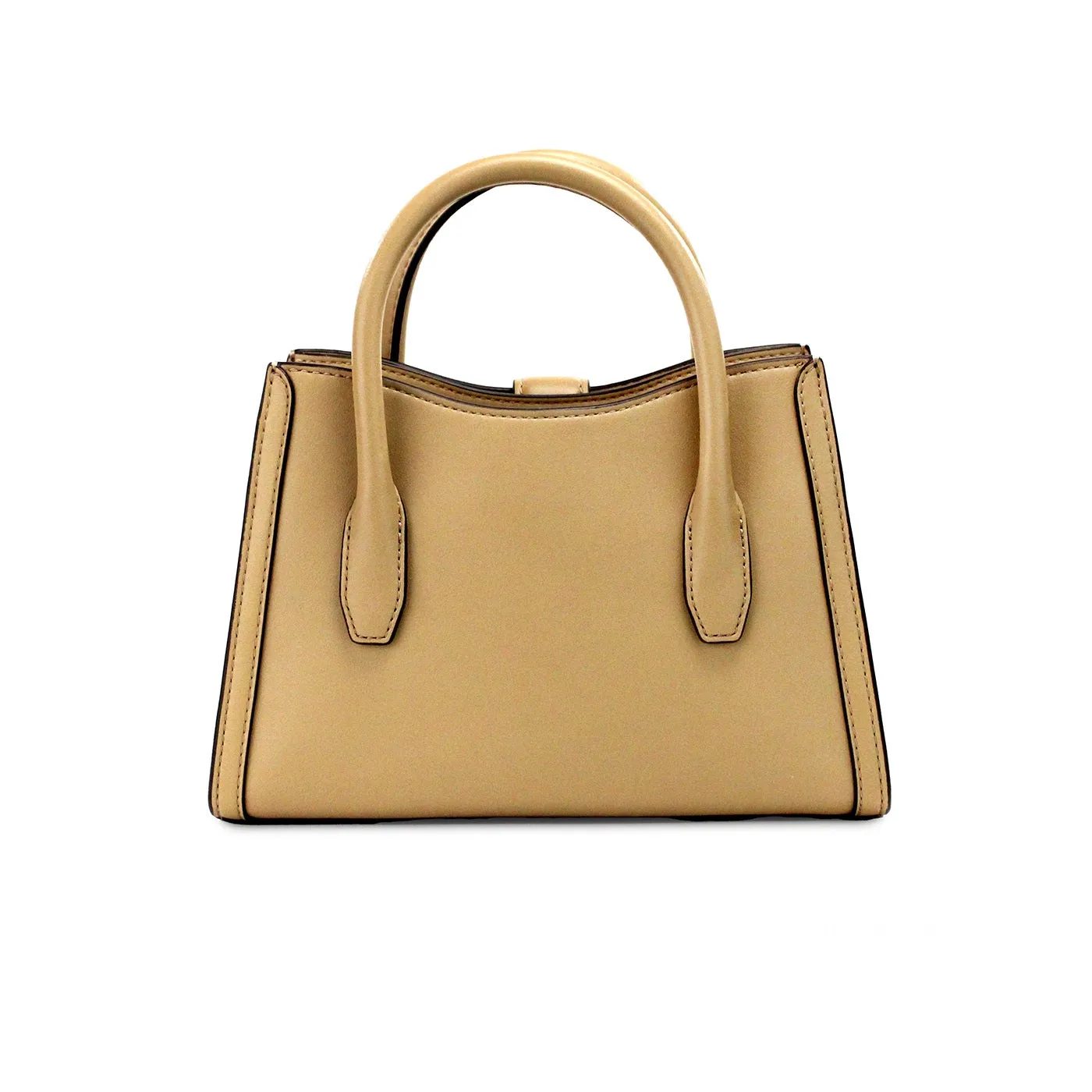 Gabby Small Camel Faux Leather Top Zip Satchel Crossbody Bag sold by Louxly product image thumbnail 3