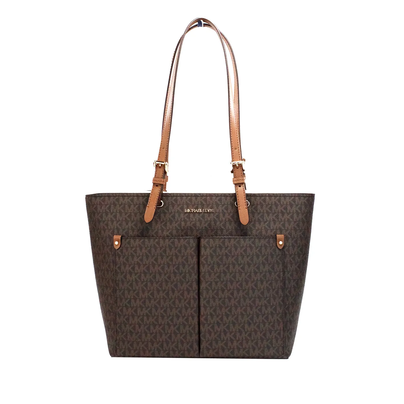 Jet Set Medium Brown Signature PVC Double Pocket Tote Bag Purse sold by Louxly