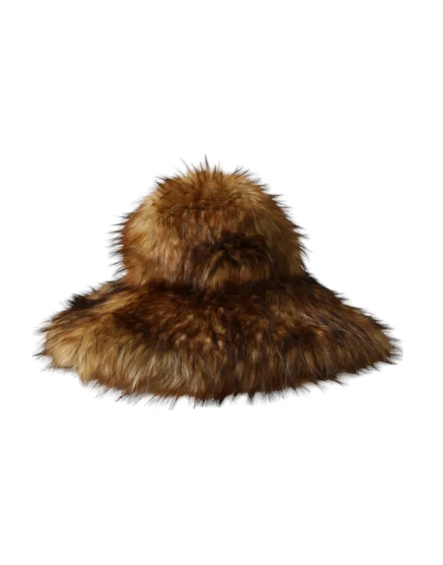 Brown Modacrylic Faux Fur Bucket Hat sold by Louxly