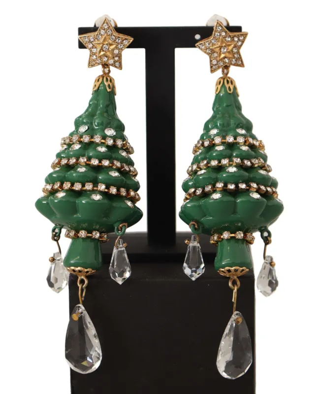 Enchanting Crystal Christmas Tree Clip-On Earrings sold by Louxly