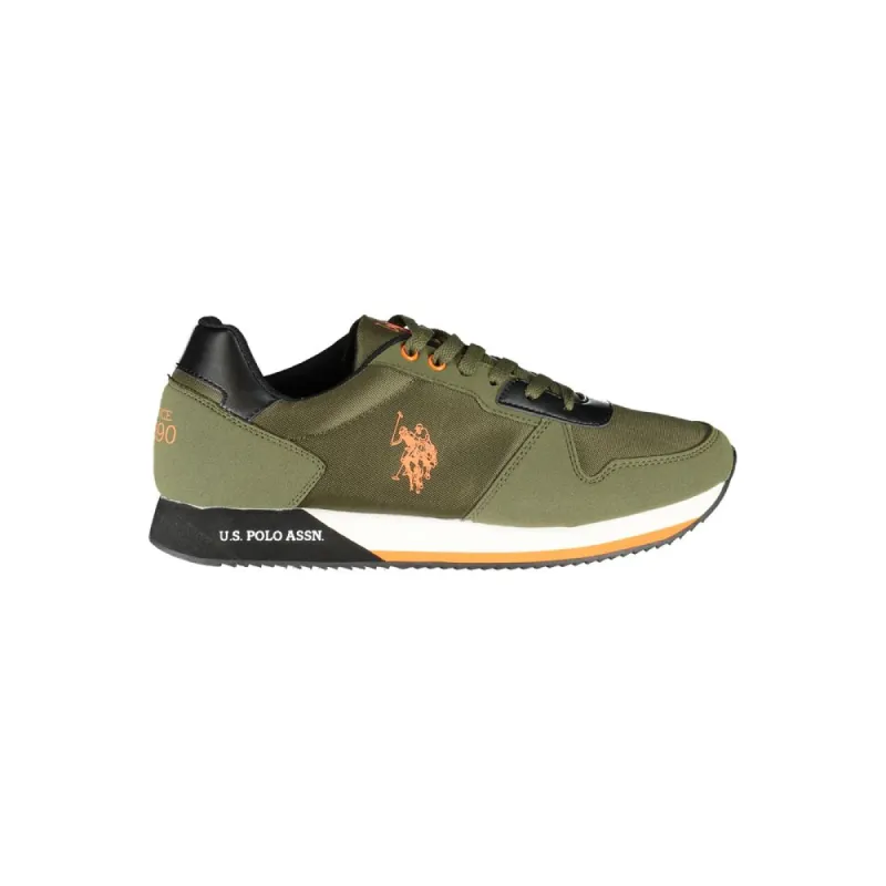 Green Lace-Up Sneakers with Contrast Details sold by Louxly