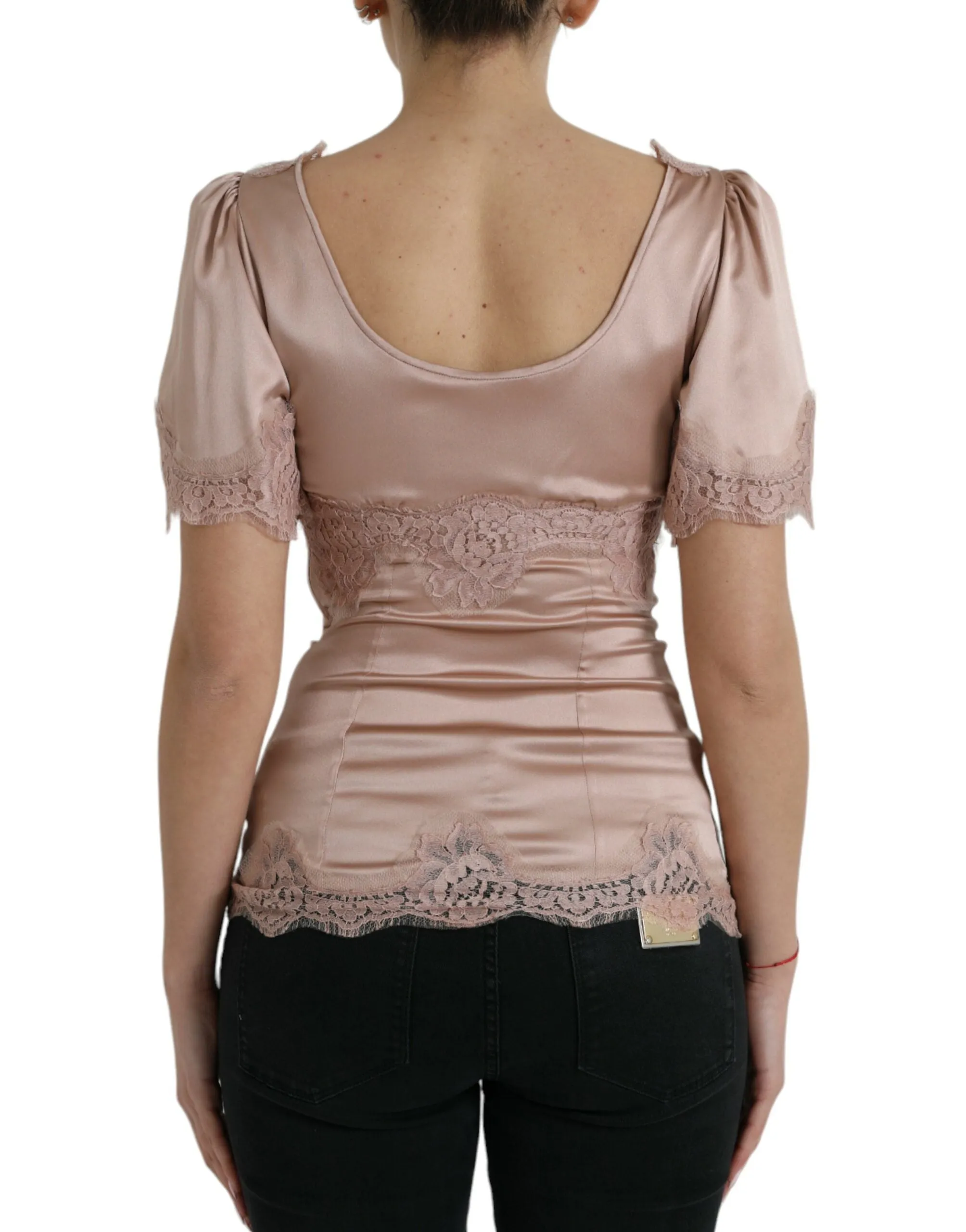 Elegant Floral Lace Silk Blouse sold by Louxly product image thumbnail 3