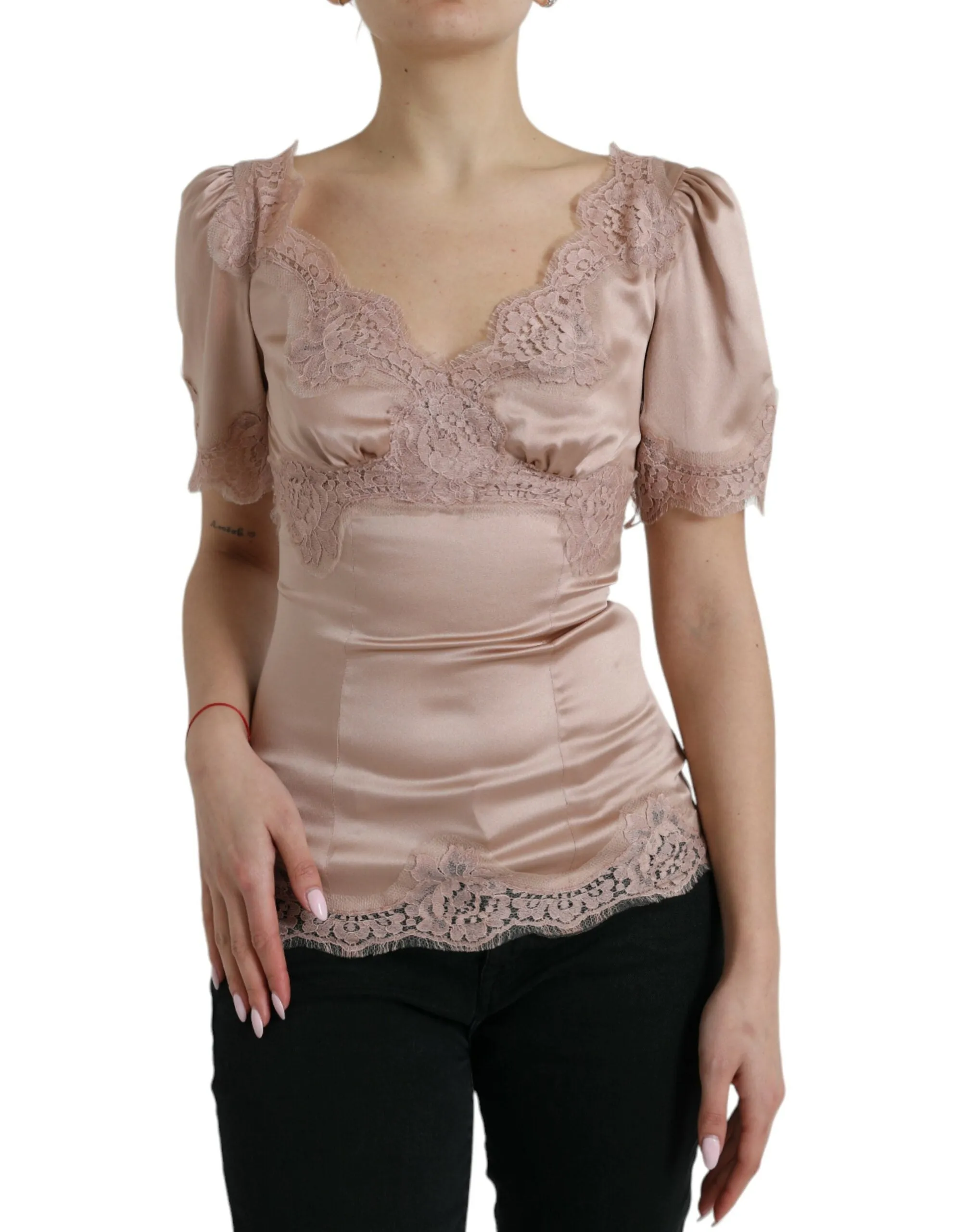 Elegant Floral Lace Silk Blouse sold by Louxly