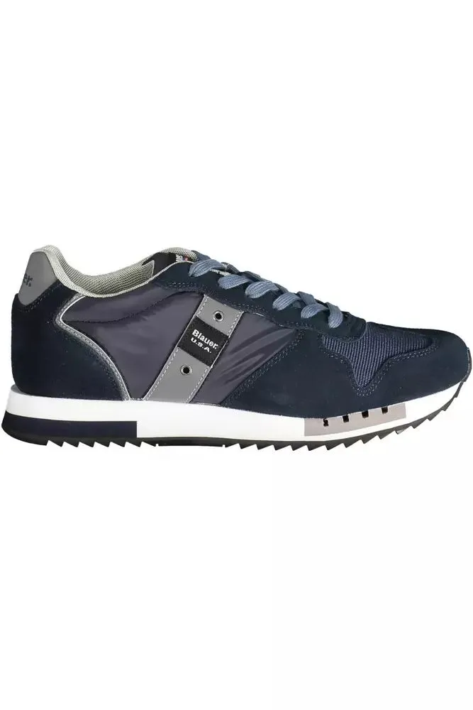 Sleek Blue Sports Sneakers with Contrasting Details sold by Louxly