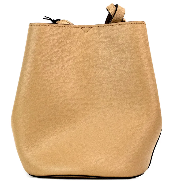 Lorne Small Camel Haymarket Check Pebble Leather Bucket Handbag Purse sold by Louxly