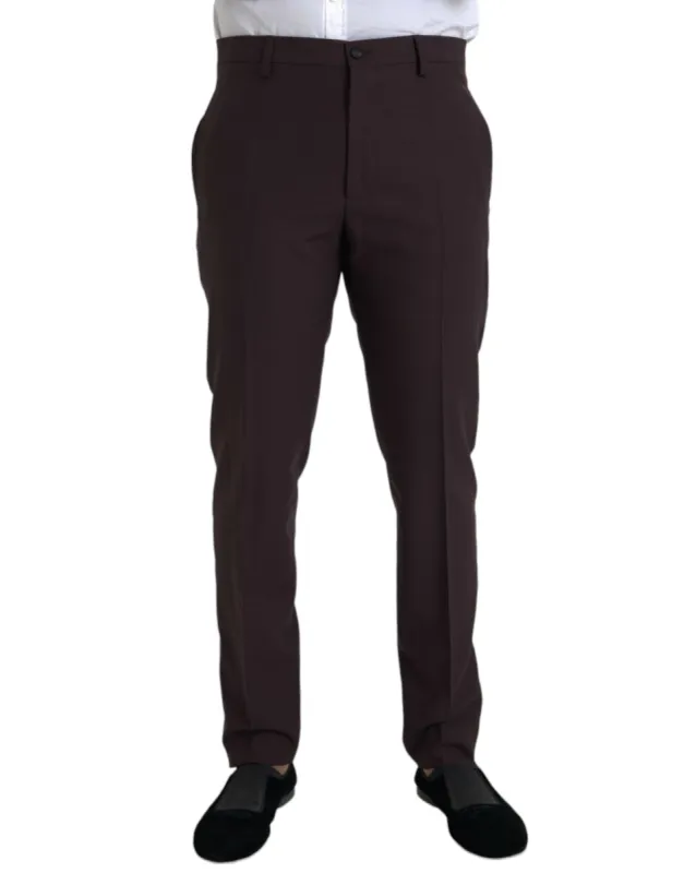 Dark Brown Wool Slim Fit Pants sold by Louxly