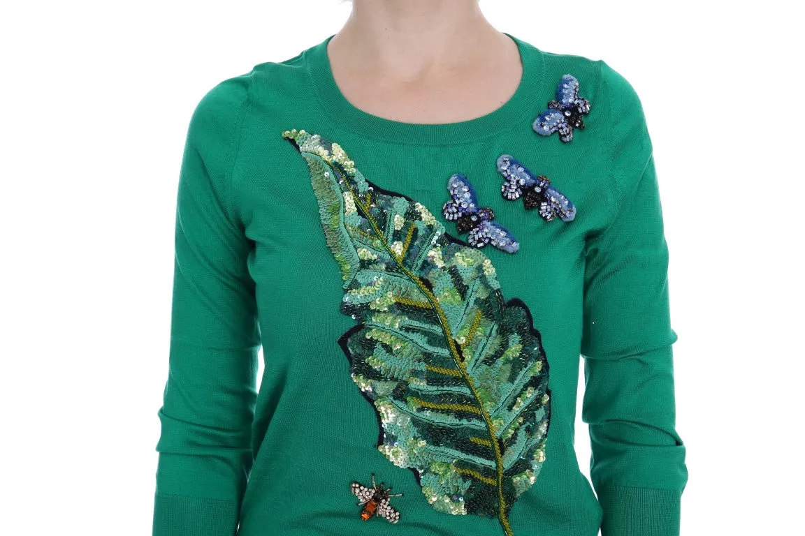 Embellished Green Silk Pullover Sweater sold by Louxly product image thumbnail 4